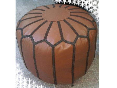 Burgundy Leather Pouffe Pouf Puff Footstool Ottoman [ Click to See Photos ]