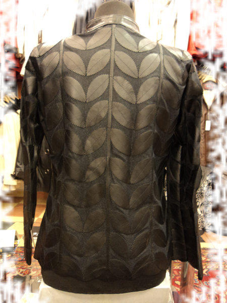 Womens Black Leather Leaf Jacket