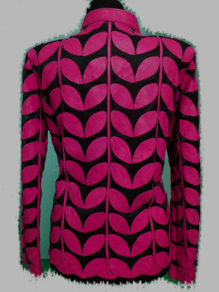 Pink Leather Leaf Jacket for Women